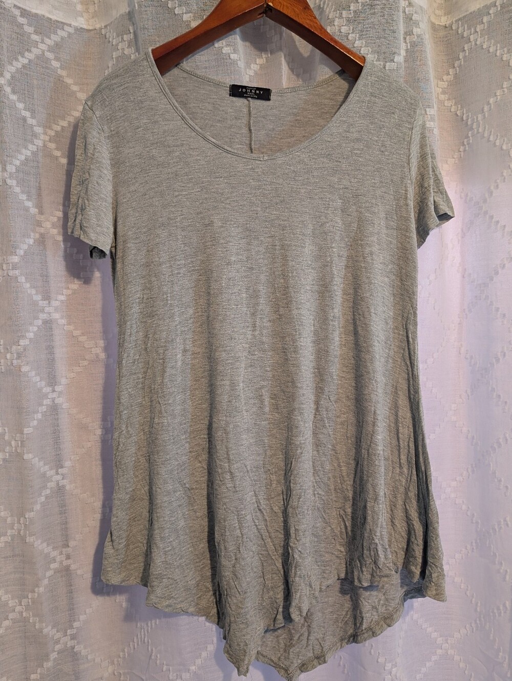 Johnny Soft Knit Scoop Neck Tunic Tee - Light Gray
